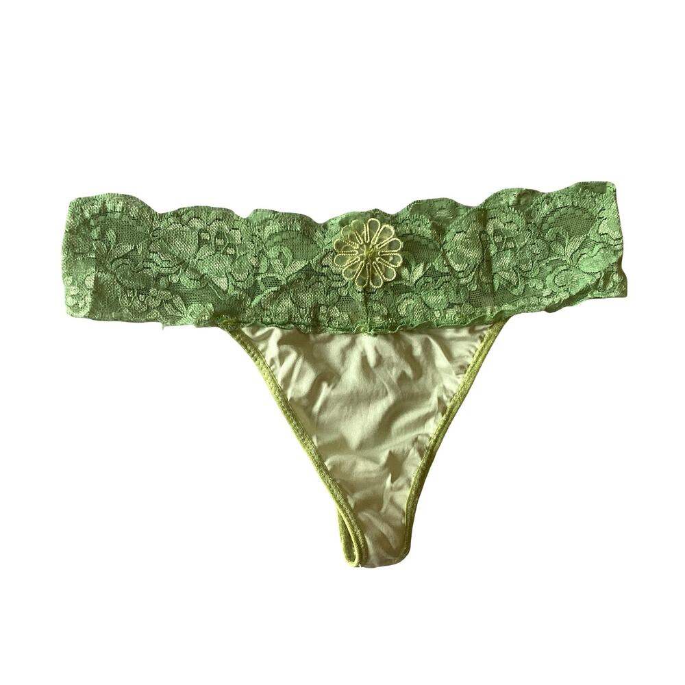 Lace and Satin Thong Panty